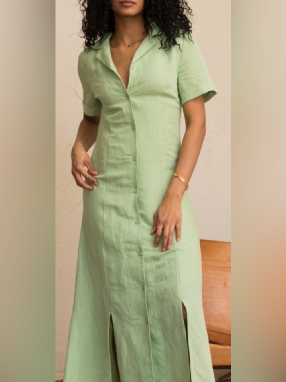 Classic Button-Front Mint Green Dress by ABLE